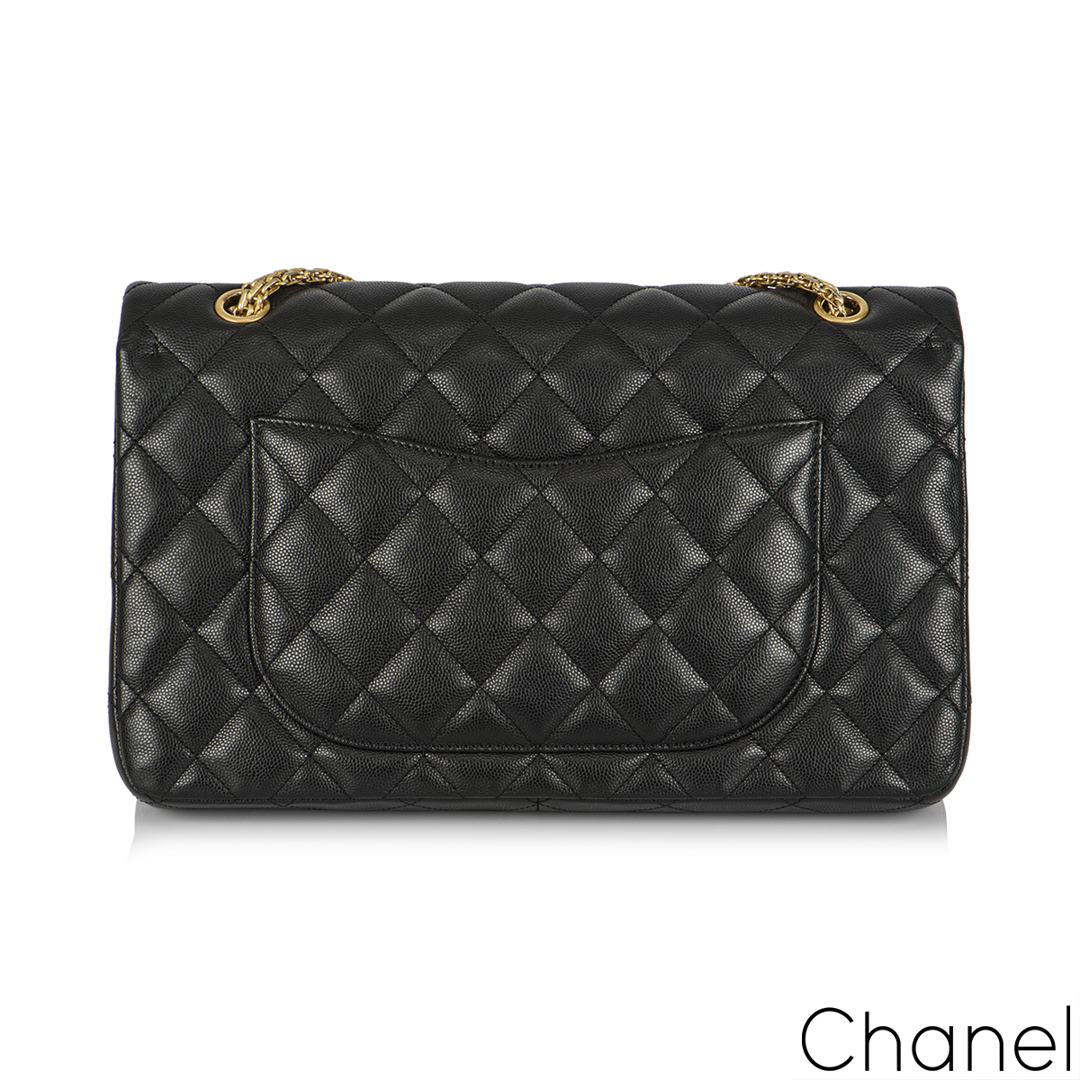 Chanel Black Caviar Jumbo Chevron Quilted 2.55 Reissue Double Flap